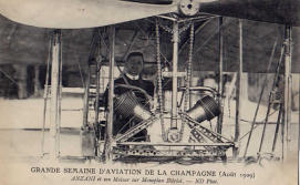A rare image of Anzani at the controls of a Bleriot airplane.