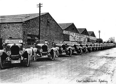 A publicity picture of 20 Cubitt 16/20's in 1922. The only reminder of the now demolished Cubitt factory is Cubitt Road and Edge Road that cross the old site in Aylesbury, Bucks. Cubitt's ceased production in 1925.