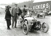 Hubert Hagens oversees another racing Morgan at Brooklands.